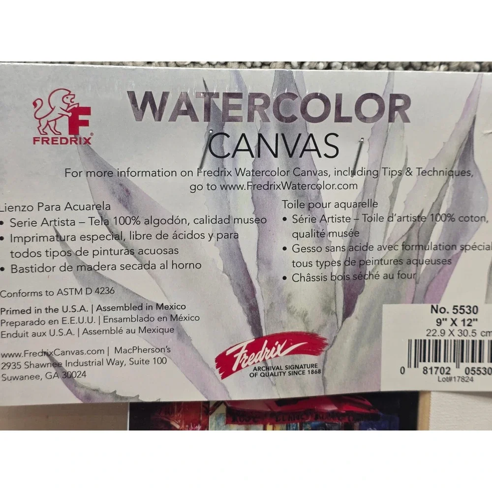 Fredrix Artist Series Watercolor Canvas 9x12 White Archival Cotton 5530 NEW